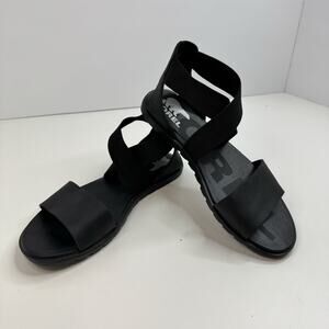 Sorel Ella II Sandals Black Gladiator Elastic Strap Flat Womens Size 8 New